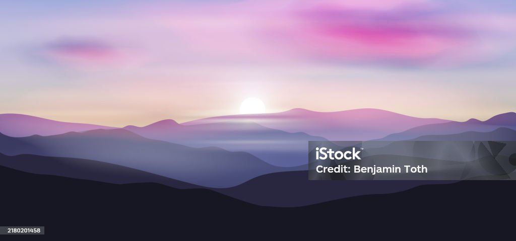 Dawn above mountains